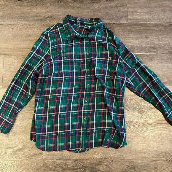 Chaps Ralph Lauren Womens Plaid Flannel Green & Red- 2XL - Picture 1 of 3